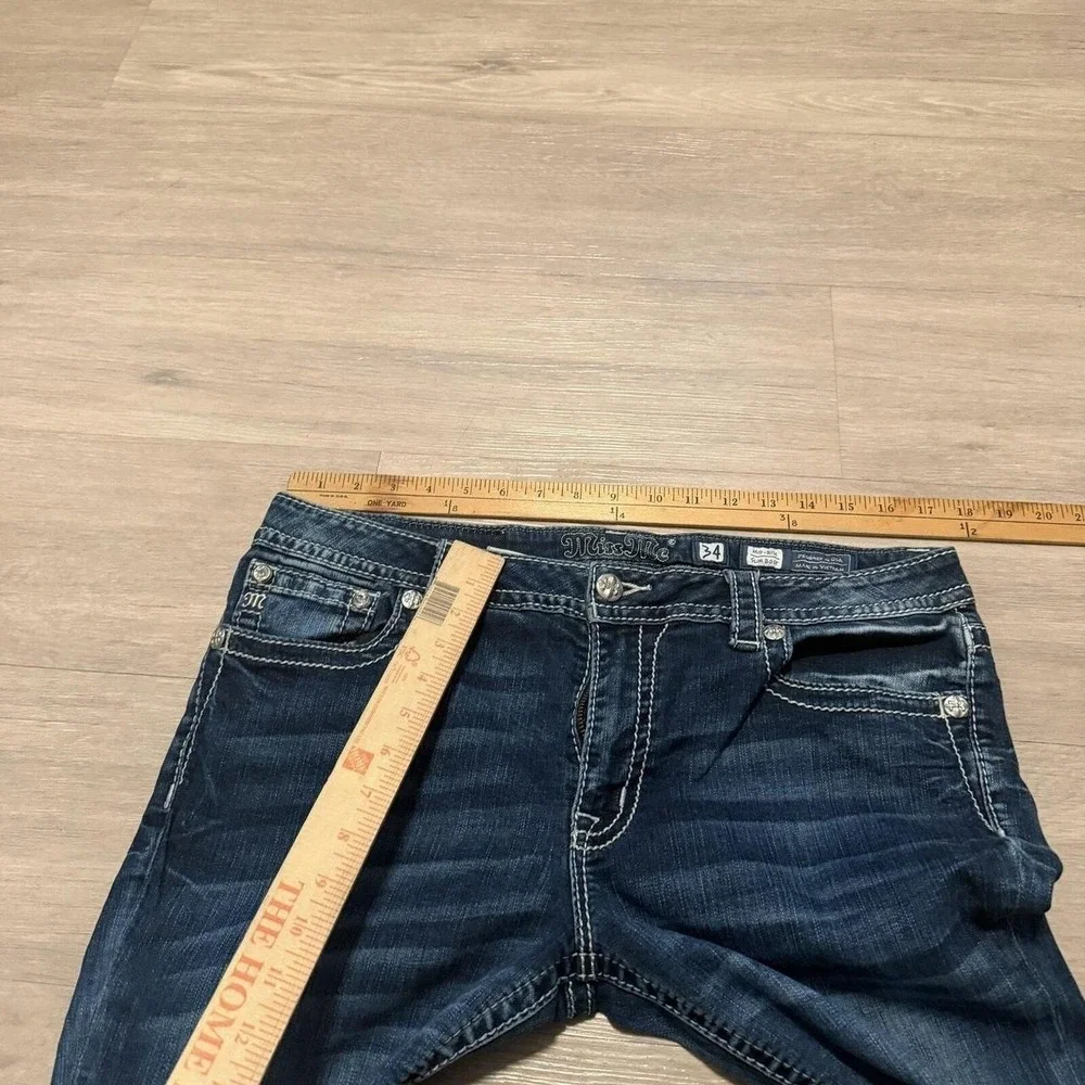 34x32 Faded Blue Embroidered Bootcut Jeans Y2K Vintage